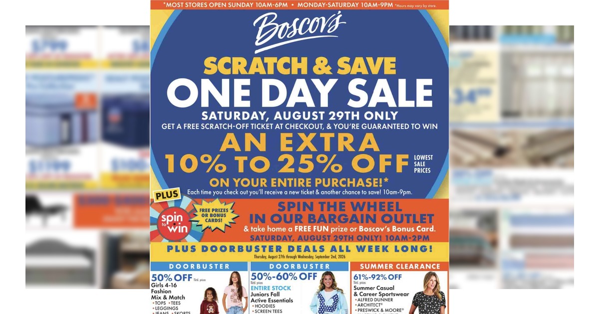 Boscov's Ad (8/27/26- 9/2/26) Weekly Sales Preview