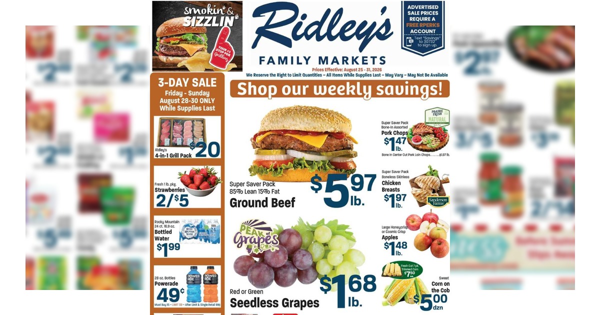 Ridley’s Ad (8/25/26 - 8/31/26) Weekly Ad Preview