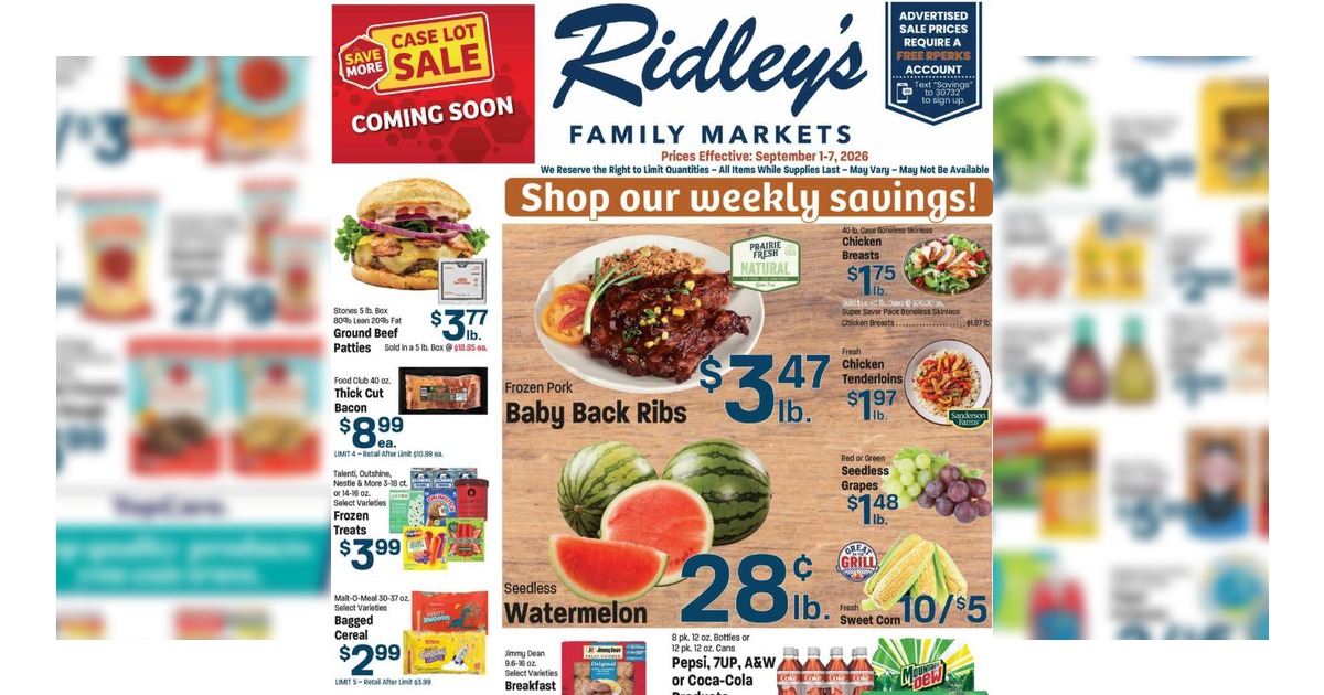 Ridley’s Ad (9/1/26 - 9/7/26) Weekly Ad Preview