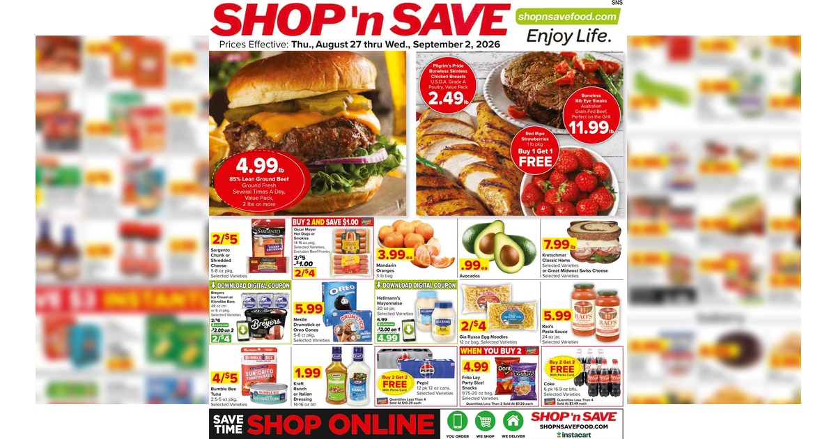 Shop 'n Save Weekly (8/27/26 - 9/2/26) Ad Preview