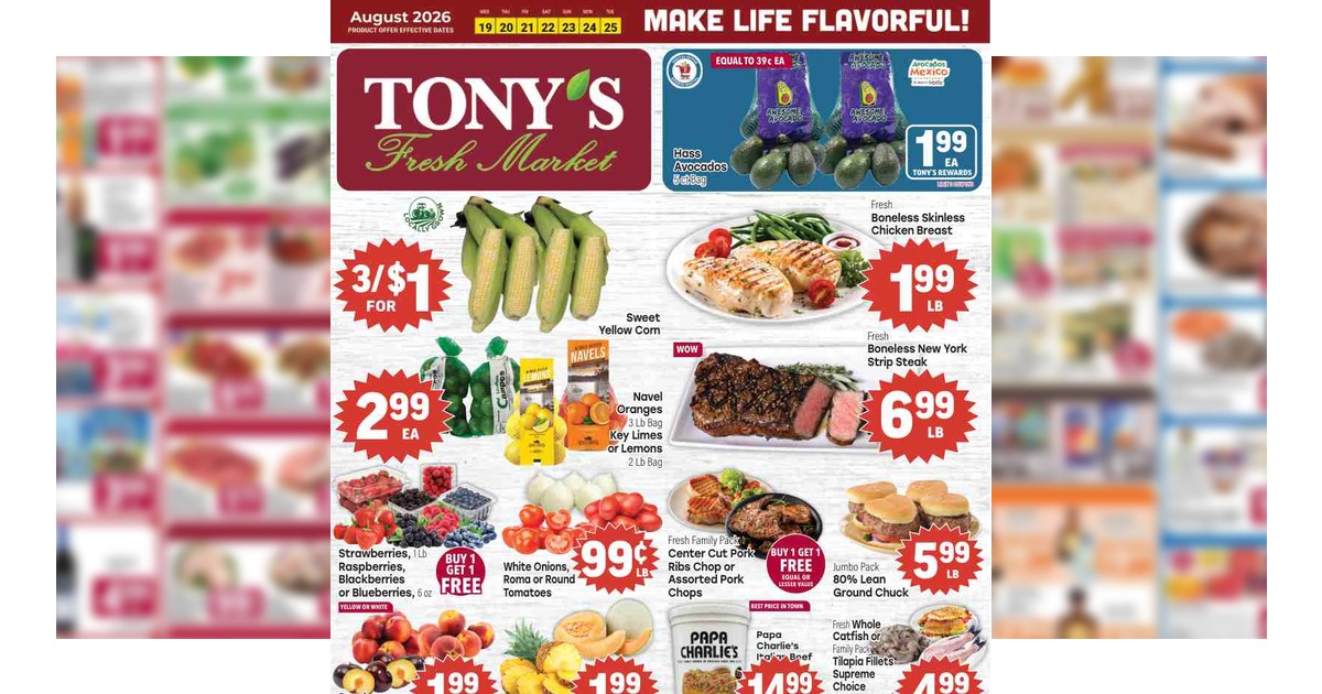 Tony's Fresh Market (8/19/26 – 8/25/26) Weekly Ad