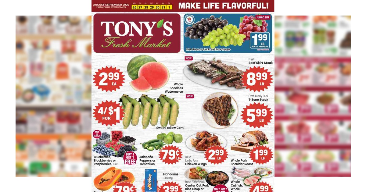 Tony's Fresh Market (8/26/26 – 9/1/26) Weekly Ad