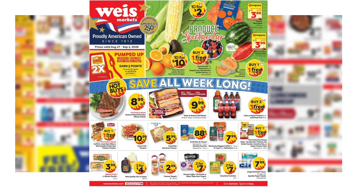 Weis Weekly Sale Ad (8/27/26- 9/2/26) Flyer Preview