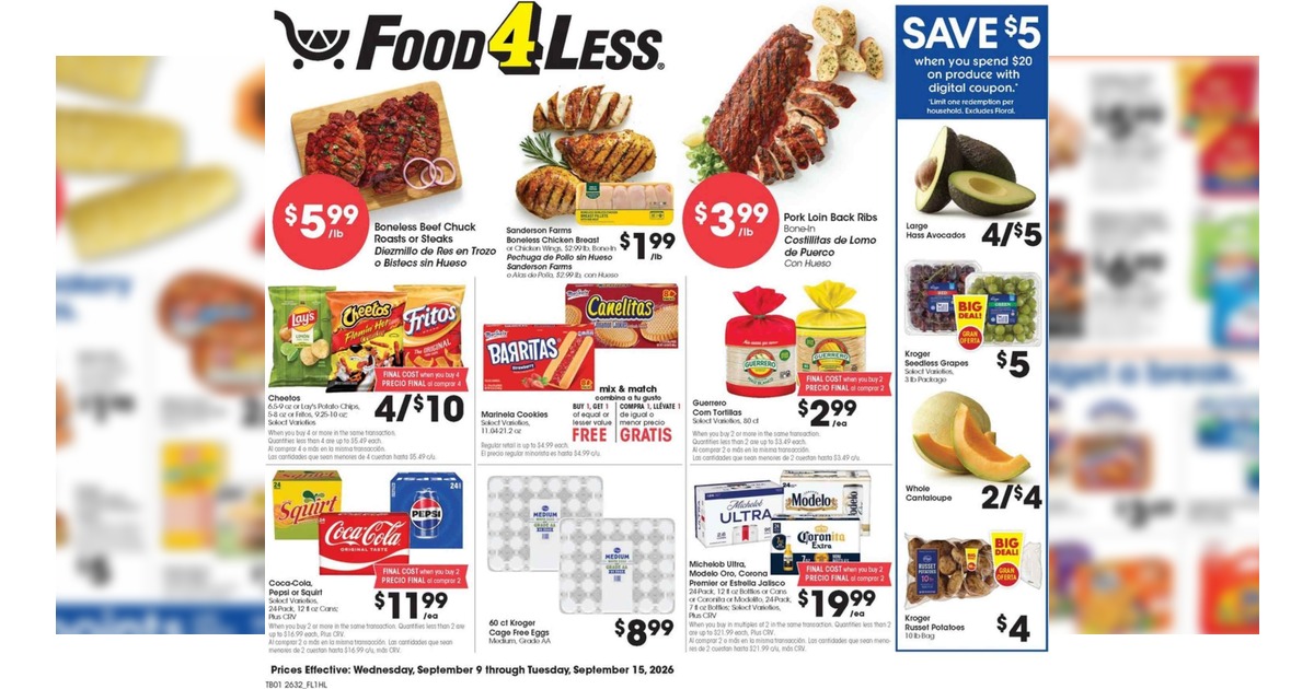 Food 4 Less Weekly Ad (9/9/26 – 9/15/26) Preview