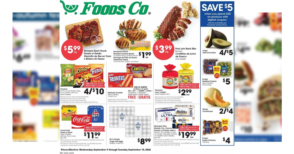 Foods Co Weekly (9/9/26 – 9/15/26) Ad