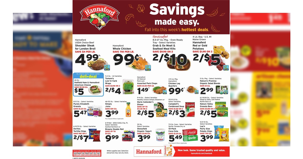 Hannaford Weekly Flyer (9/20/26 – 9/26/26) Ad Preview