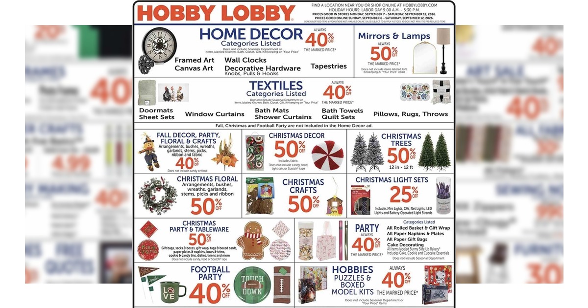 Hobby Lobby Weekly Ad (9/6/26 - 9/12/26) Preview