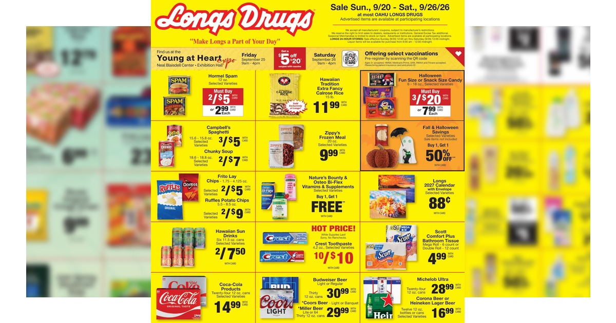 Longs Drugs Weekly Ad (9/20/26 - 9/26/26) Preview!