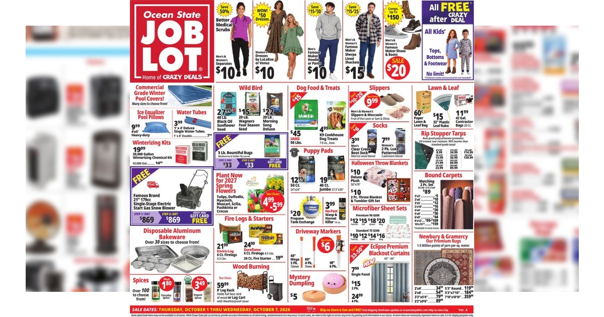 Ocean State Job Lot Ad (10/1/26 - 10/7/26) Preview