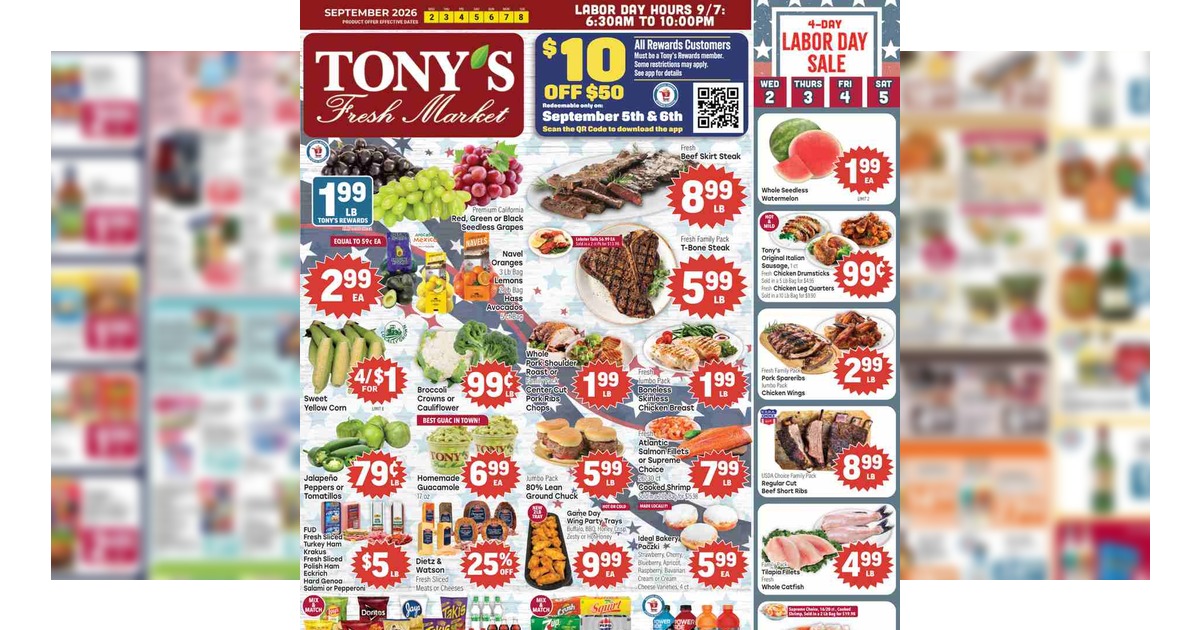 Tony's Fresh Market (9/2/26 – 9/8/26) Weekly Ad