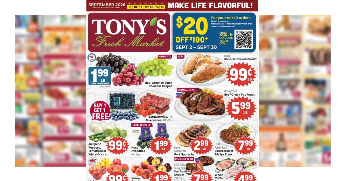 Tony's Fresh Market (9/9/26 – 9/15/26) Weekly Ad