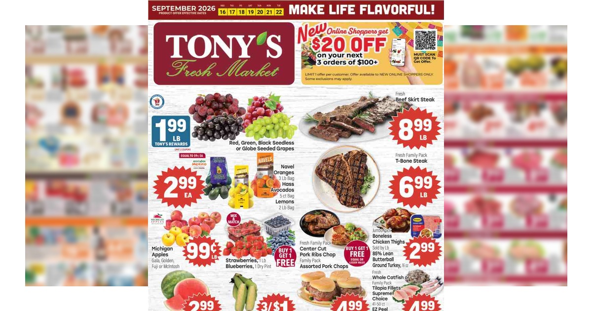Tony's Fresh Market (9/16/26 – 9/22/26) Weekly Ad