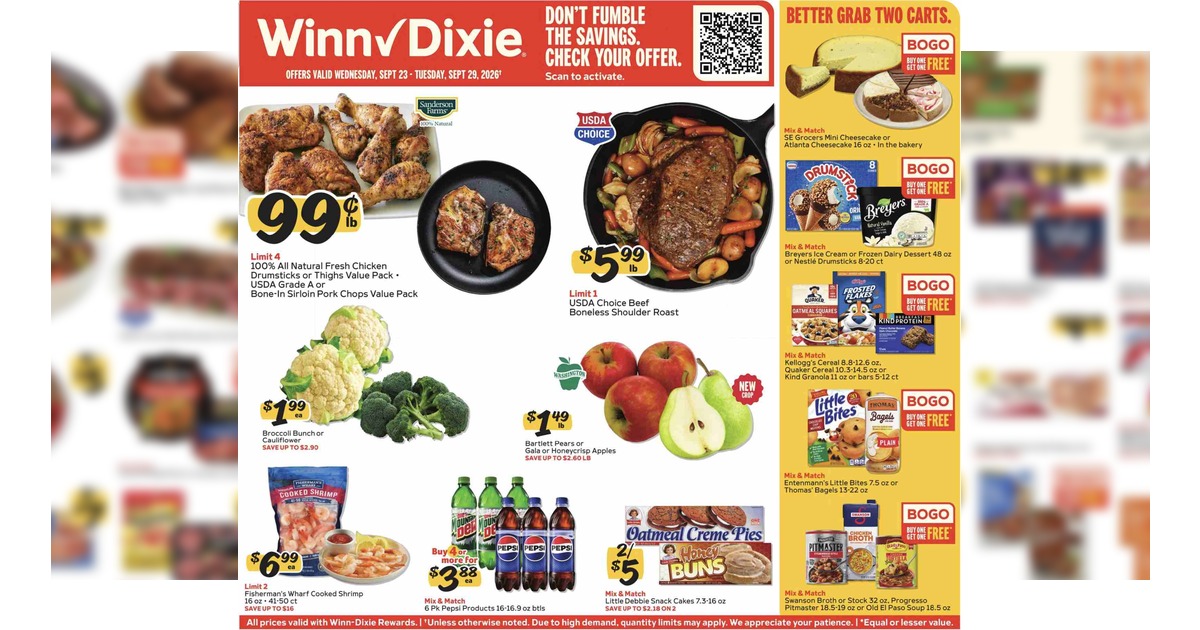 Winn Dixie Ad (9/23/26 - 9/29/26) Early Preview