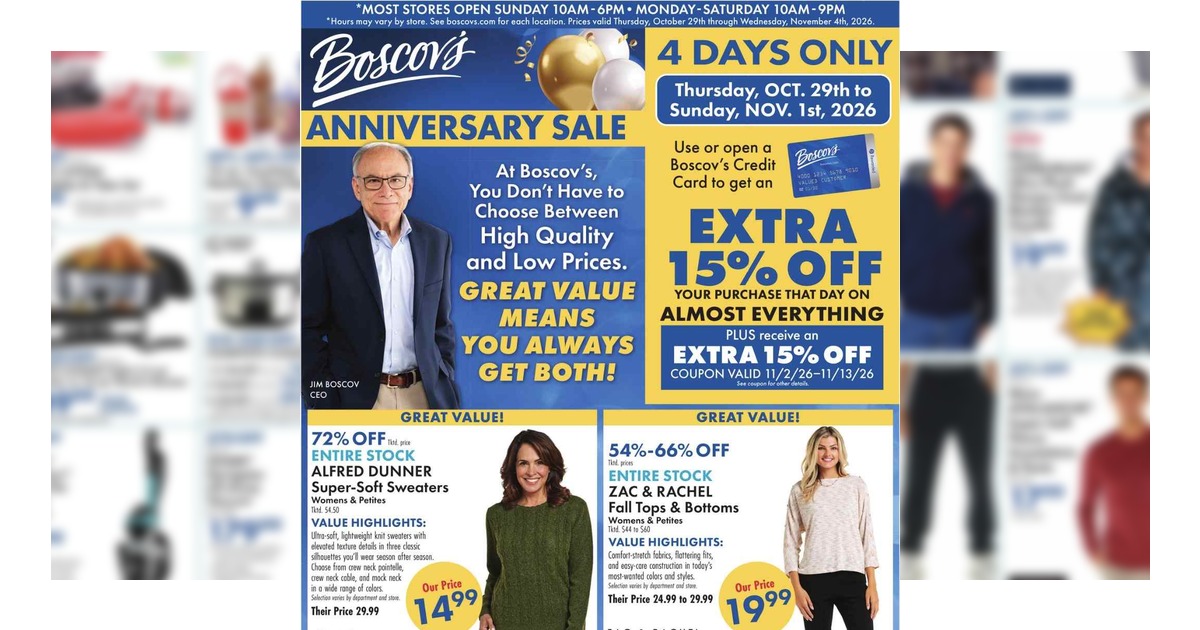 Boscov's Ad (10/29/26 - 11/4/26) Weekly Sales Preview
