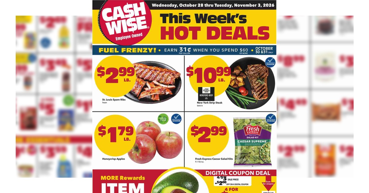 Cash Wise Weekly (10/28/26 – 11/3/26) Ad Preview!