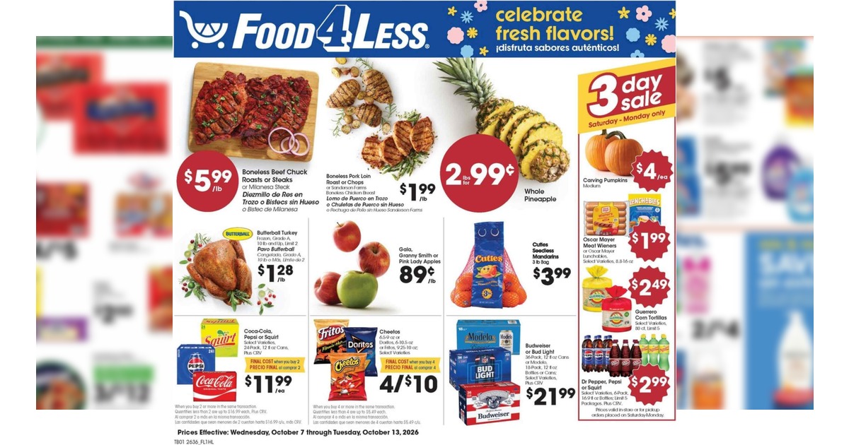 Food 4 Less Weekly Ad (10/7/26 – 10/13/26) Preview