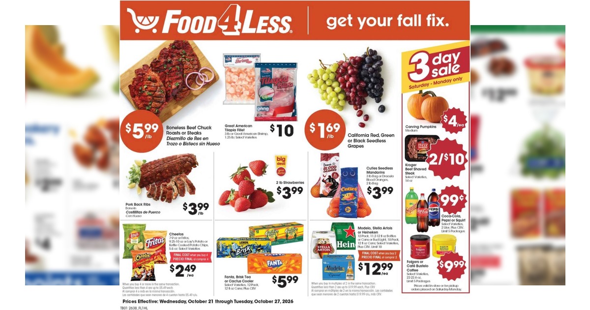 Food 4 Less Weekly Ad (10/21/26 – 10/27/26) Preview