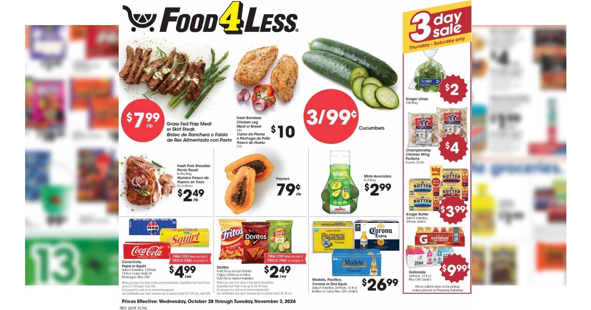 Food 4 Less Weekly Ad (10/28/26 – 11/3/26) Preview