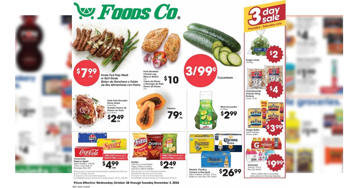 Foods Co Weekly (10/28/26 – 11/3/26) Ad Preview!