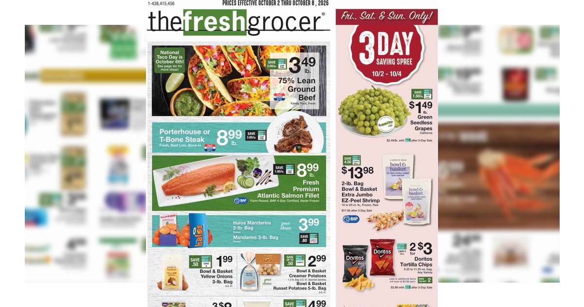 The Fresh Grocer Weekly Ad (10/2/26– 10/8/26) Preview