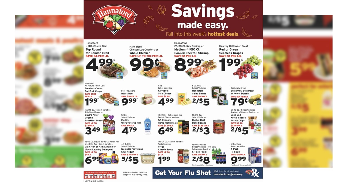 Hannaford Weekly Flyer (10/18/26 – 10/24/26) Ad Preview