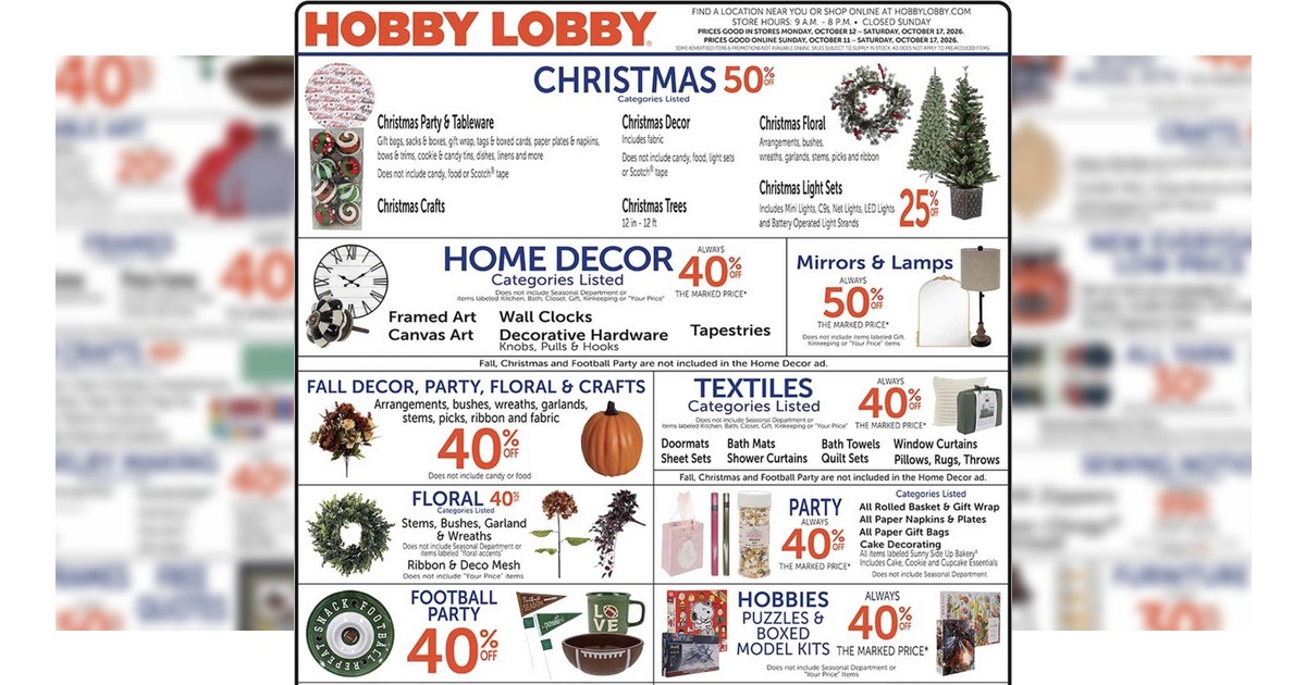 Hobby Lobby Weekly Ad (10/11/26 - 10/17/26) Preview