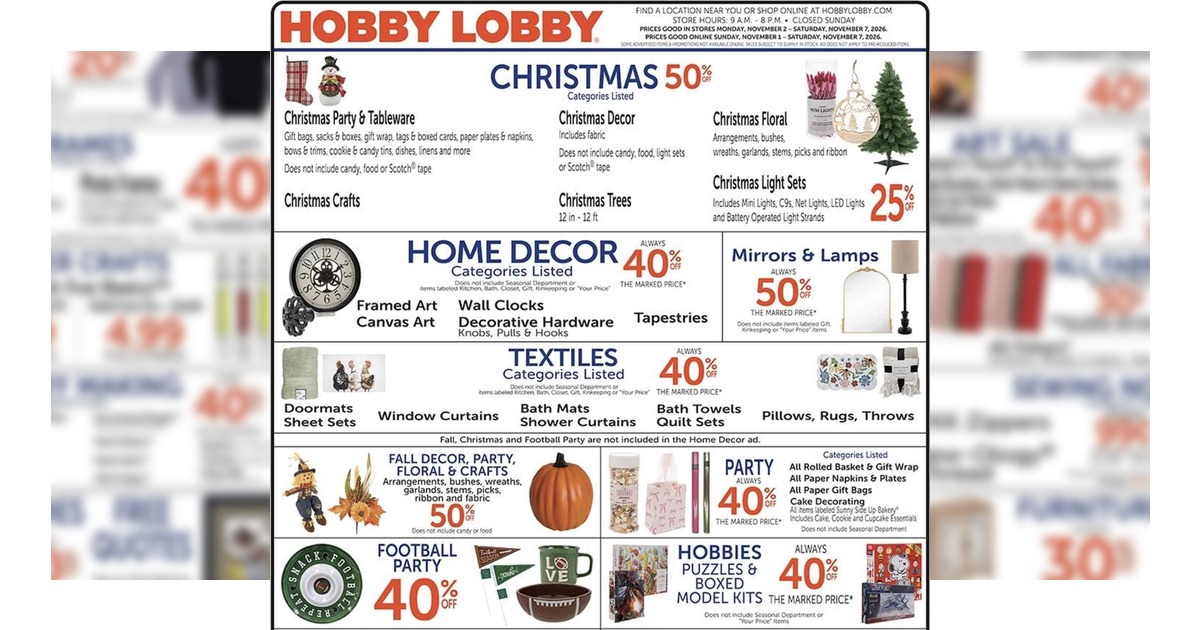 Hobby Lobby Weekly Ad (11/1/26 - 11/7/26) Preview