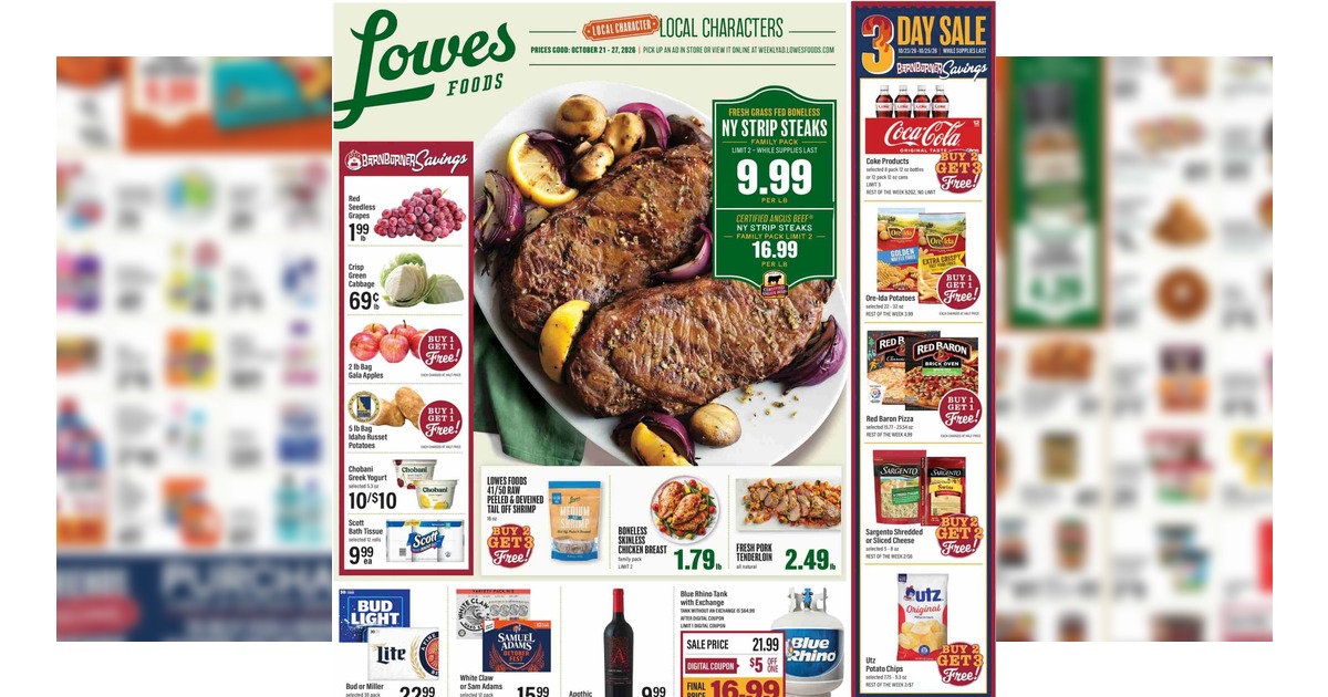 Lowes Foods Weekly Ad (10/21/26 – 10/27/26) Grocery Ad