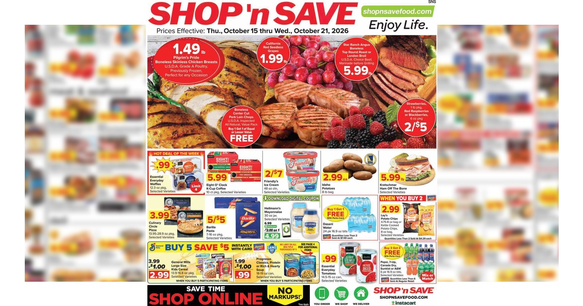 Shop 'n Save Weekly (10/15/26 - 10/18/26) Ad Preview