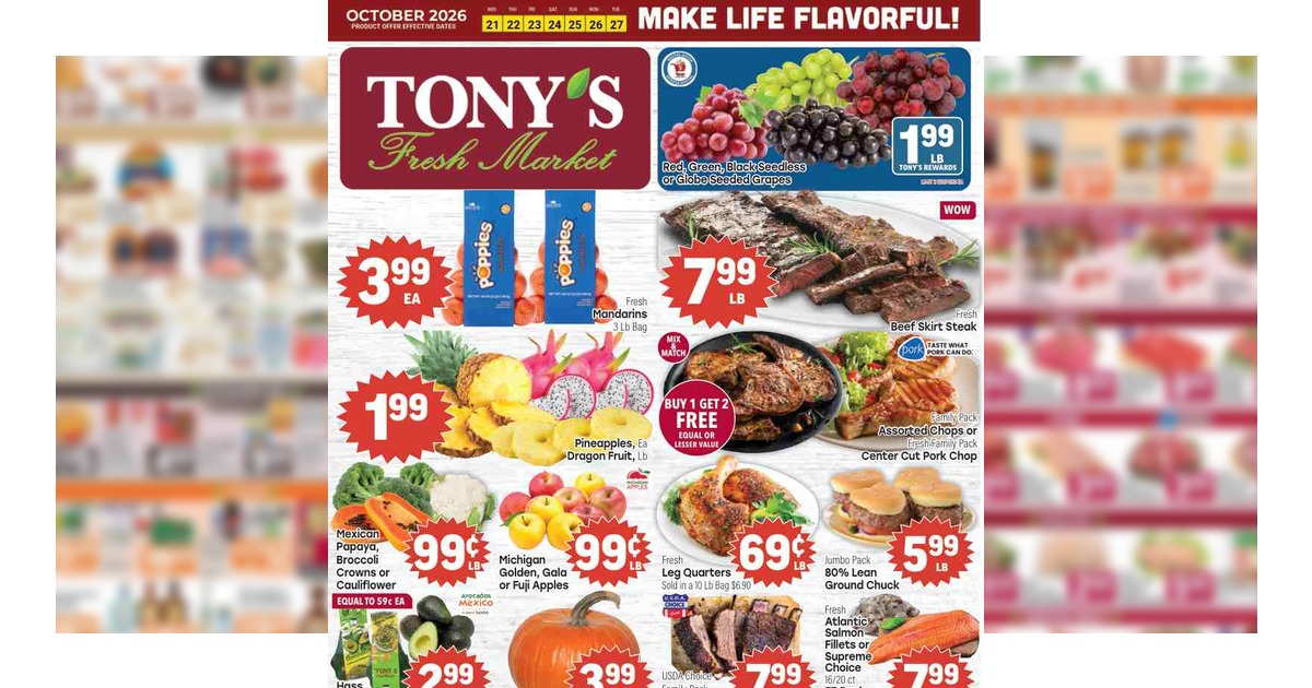 Tony's Fresh Market (10/21/26 – 10/27/26) Weekly Ad