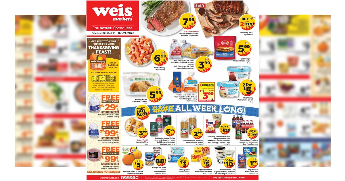 Weis Weekly Sale Ad (10/15/26 - 10/21/26) Flyer Preview